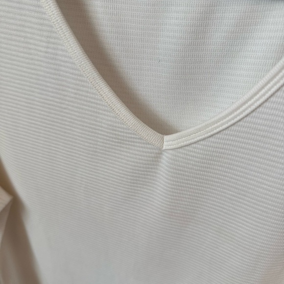Segments V-Neck Ribbed 3/4 Sleeve Top Ivory Modal Basic Capsule Canada Sz XXL - Picture 4 of 8